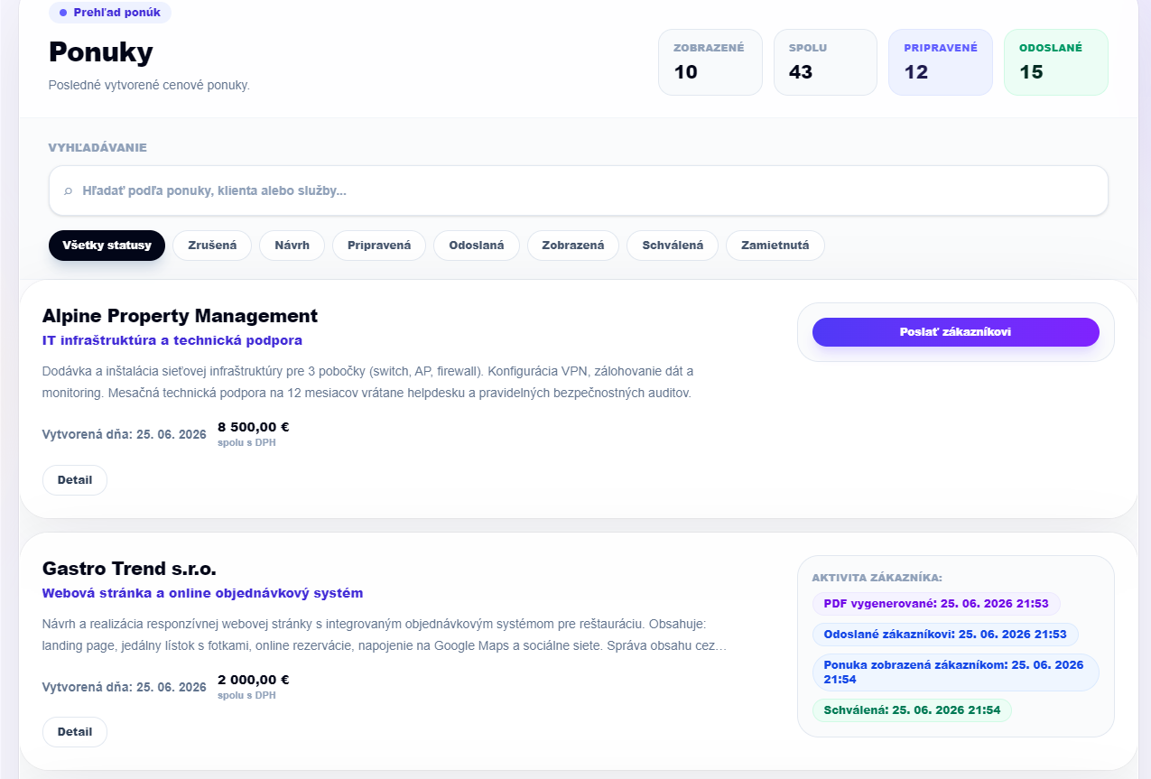 Navaro OfferGen dashboard